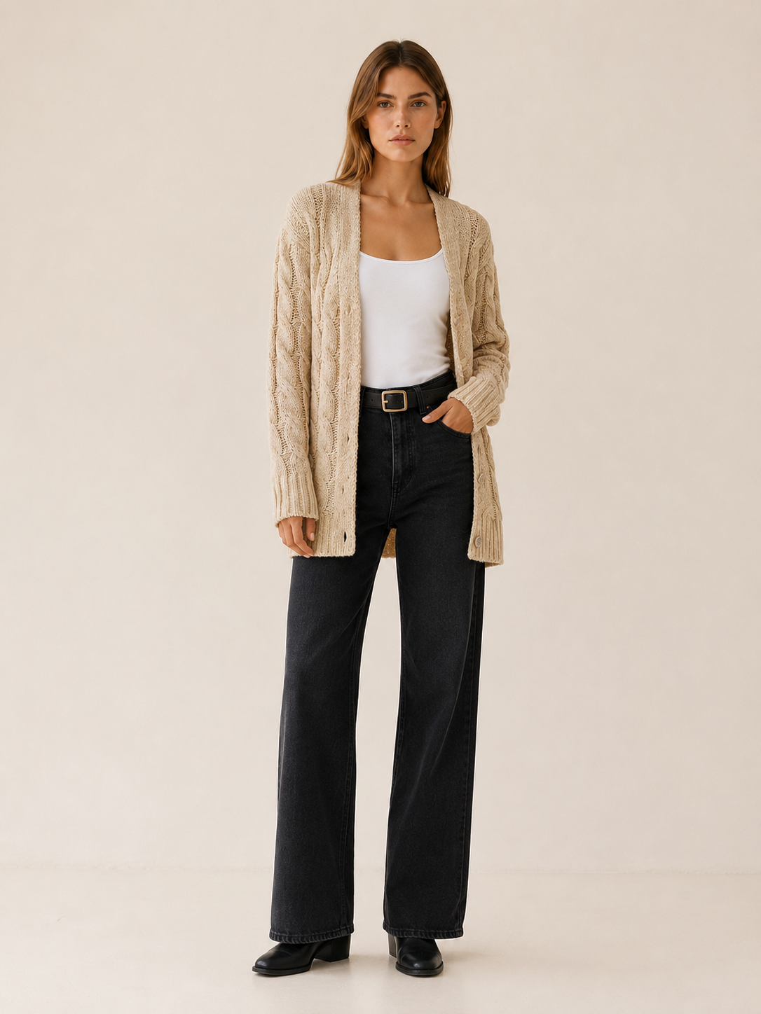 Vaerlyn | Long Cardigan with Button Front and Pockets