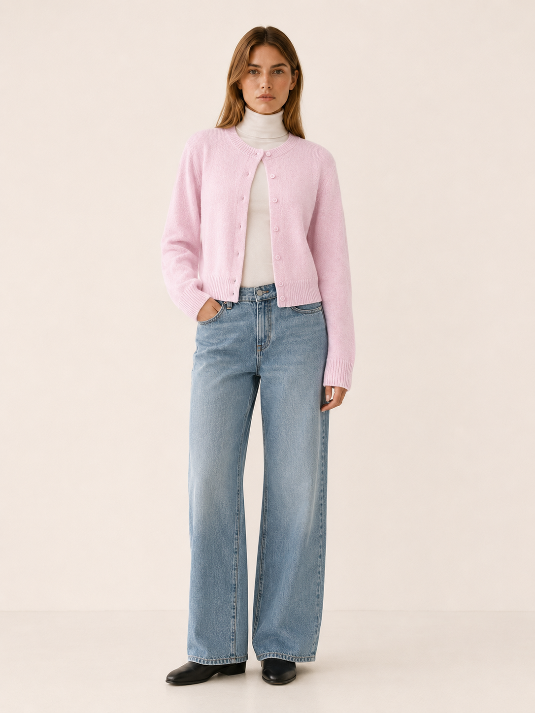 Vaylora | Cropped Cardigan with Round Neck and Button Front