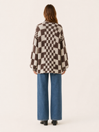 Velyndis | Cardigan with Checkerboard Pattern and Balloon Sleeves