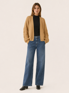 Vesper | Cardigan with Open Front and Ribbed Trim
