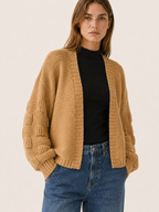Vesper | Cardigan with Open Front and Ribbed Trim