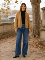 Vesper | Cardigan with Open Front and Ribbed Trim