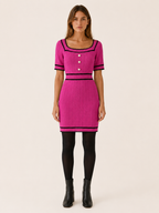 Virelia | Sweater Dress with Square Neck and Button Detail