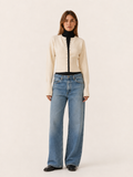 Virelora | Cropped Cardigan with Button Front and Ribbed Waist