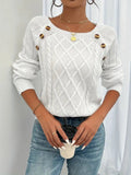 Penelope | Women's Cable Knit Sweater with Raglan Sleeves and Button Detail