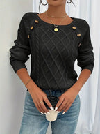 Penelope | Women's Cable Knit Sweater with Raglan Sleeves and Button Detail