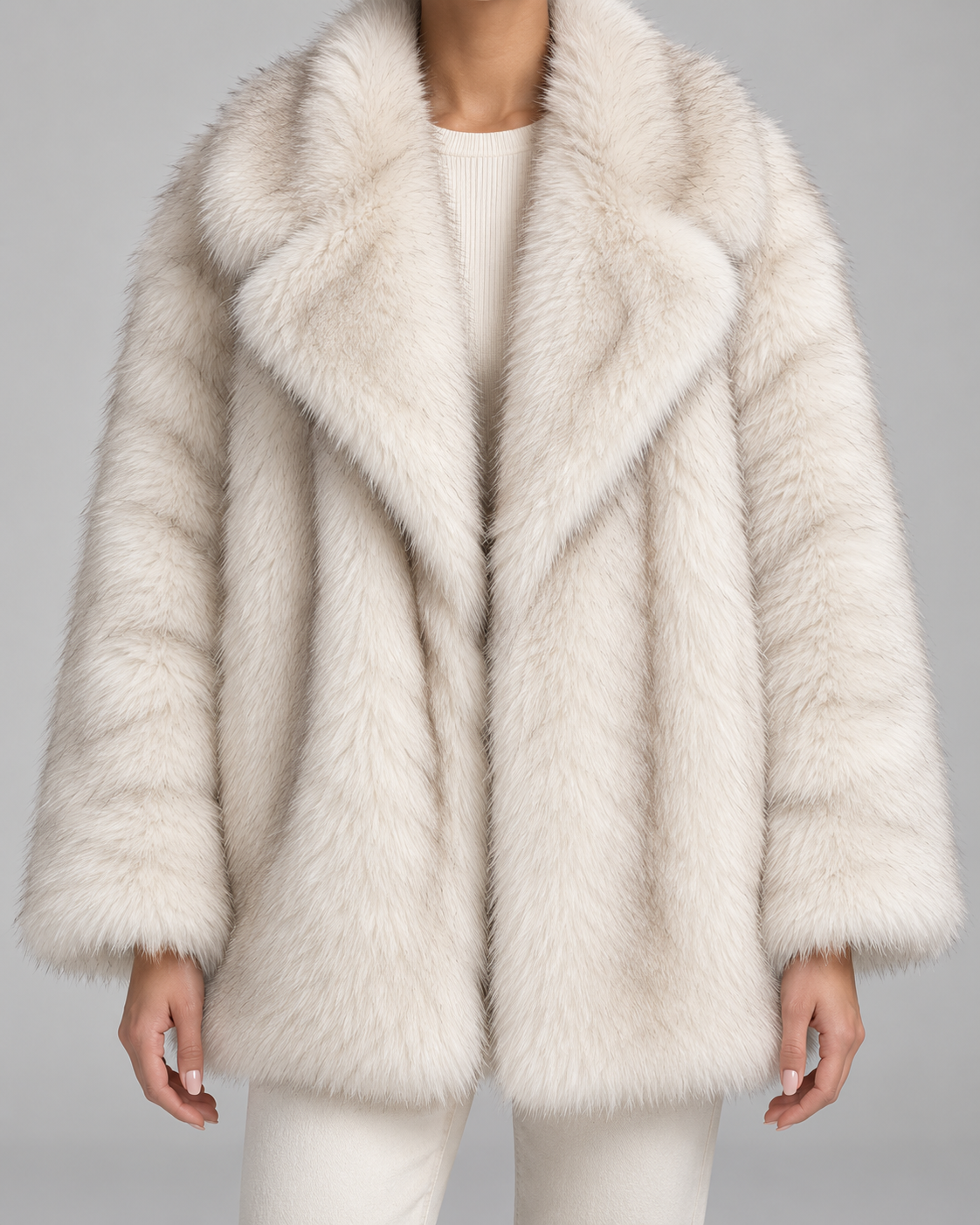 Brigitte | Women's Oversized Faux Fur Shawl Collar Jacket