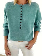 Scarlett | Women's Half-Button V-Neck Long Sleeve Knit Sweater