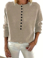 Scarlett | Women's Half-Button V-Neck Long Sleeve Knit Sweater
