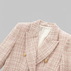 Women’s Pink Tweed Double Breasted Casual Jacket - Craw Leigh