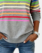 Madison | Women's Quarter Zip Sweatshirt with Striped Long Sleeves