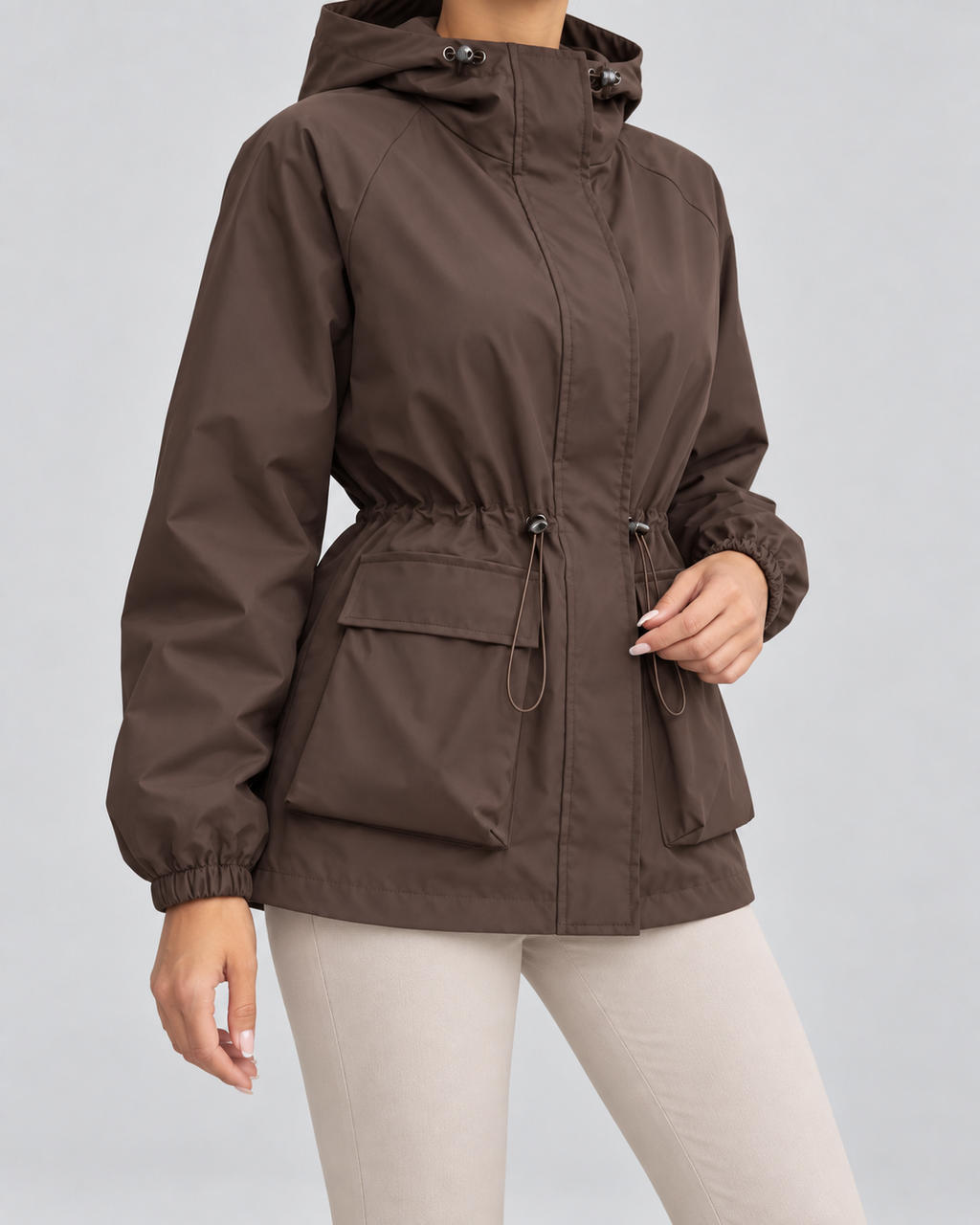Elise | Women's Hooded Drawstring Utility Jacket