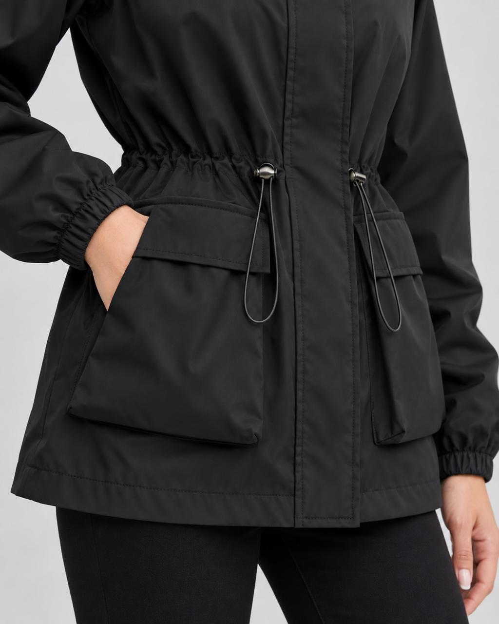 Elise | Women's Hooded Drawstring Utility Jacket
