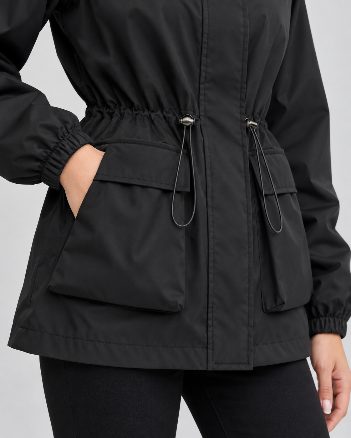 Elise | Women's Hooded Drawstring Utility Jacket