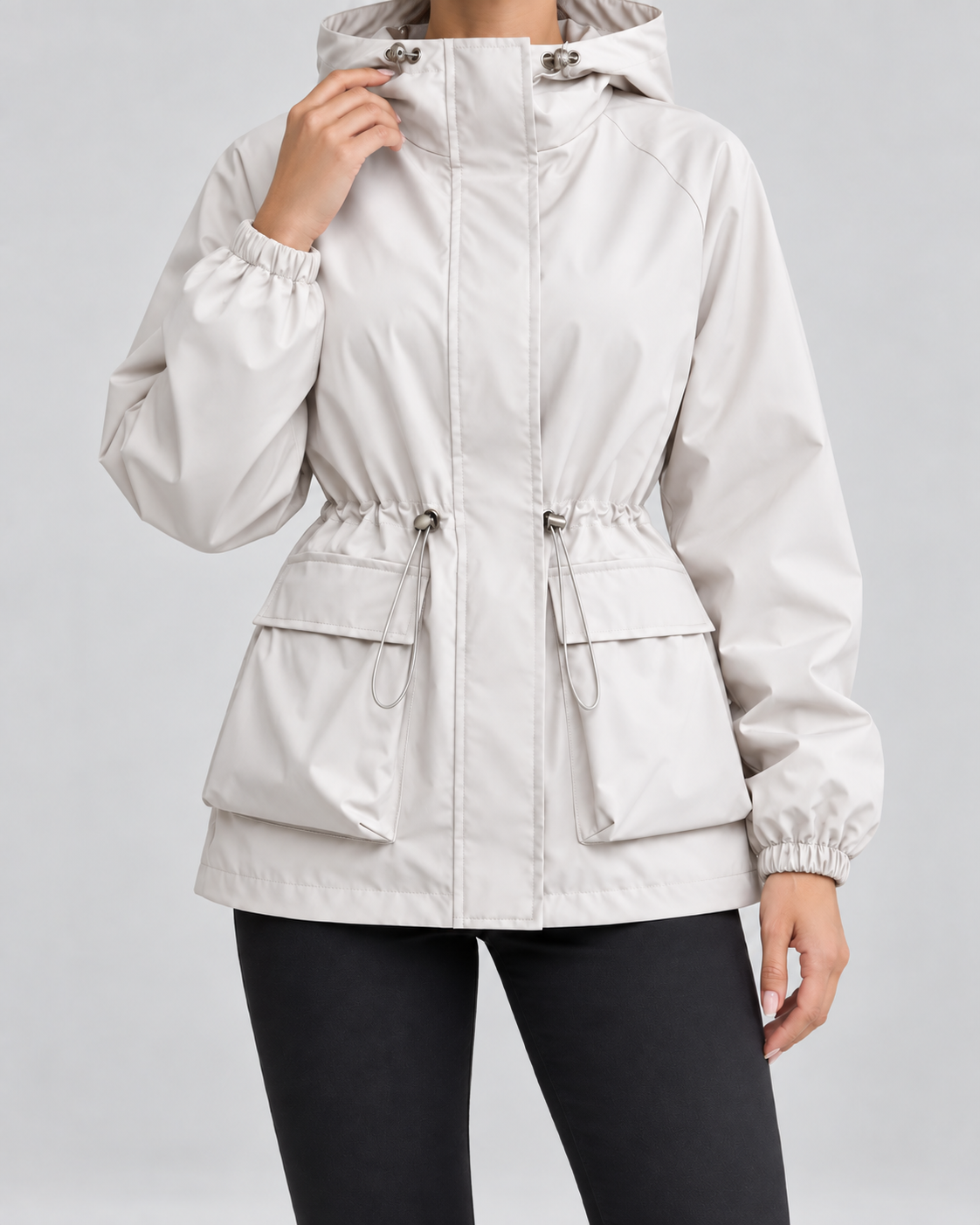 Elise | Women's Hooded Drawstring Utility Jacket