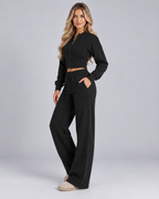 Zoé | Women's Zip Up Tracksuit Set Wide Leg Trousers