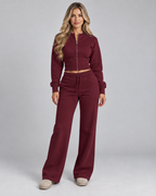 Zoé | Women's Zip Up Tracksuit Set Wide Leg Trousers