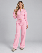 Zoé | Women's Zip Up Tracksuit Set Wide Leg Trousers