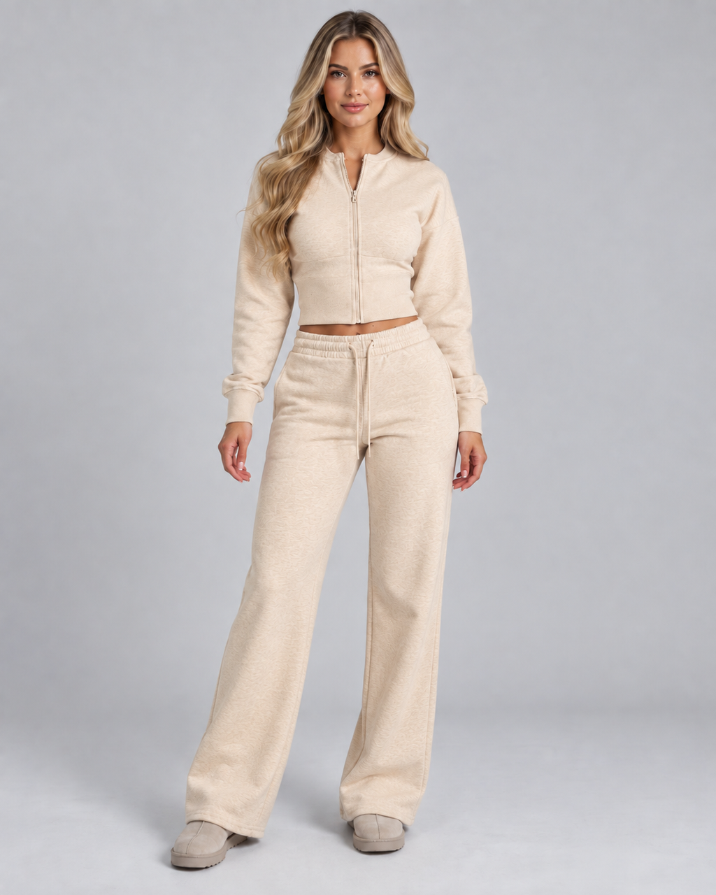 Zoé | Women's Zip Up Tracksuit Set Wide Leg Trousers