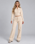 Zoé | Women's Zip Up Tracksuit Set Wide Leg Trousers
