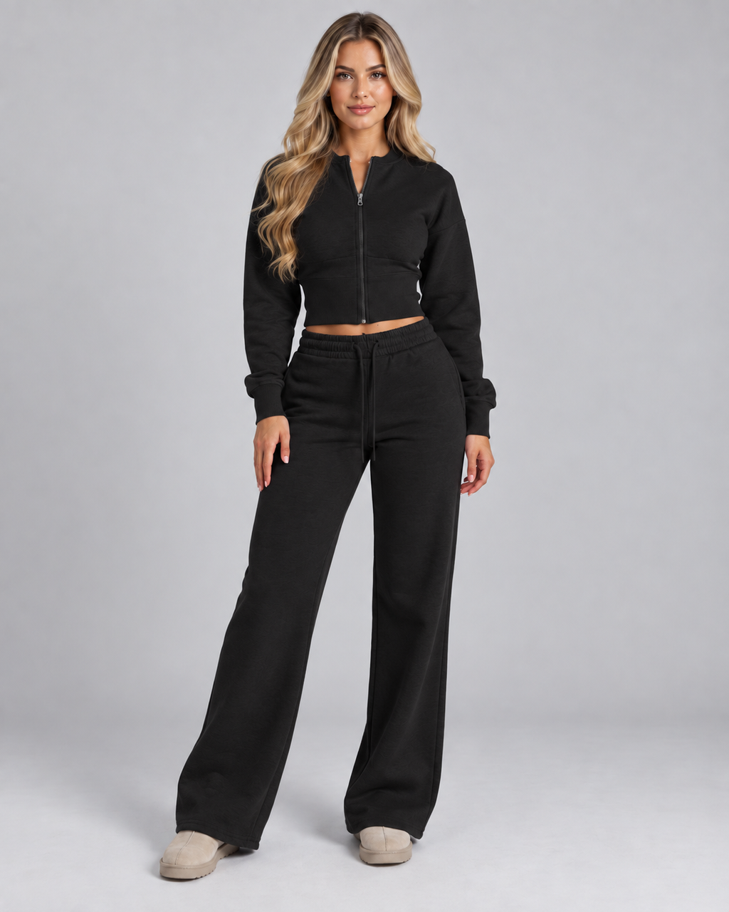Zoé | Women's Zip Up Tracksuit Set Wide Leg Trousers