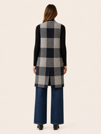 Aveline | Long Cardigan with Open Front and Striped Design