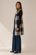 Aveline | Long Cardigan with Open Front and Striped Design