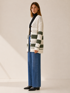 Zanora | Striped Cardigan with Button Front and Patch Pockets
