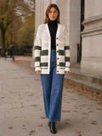 Zanora | Striped Cardigan with Button Front and Patch Pockets