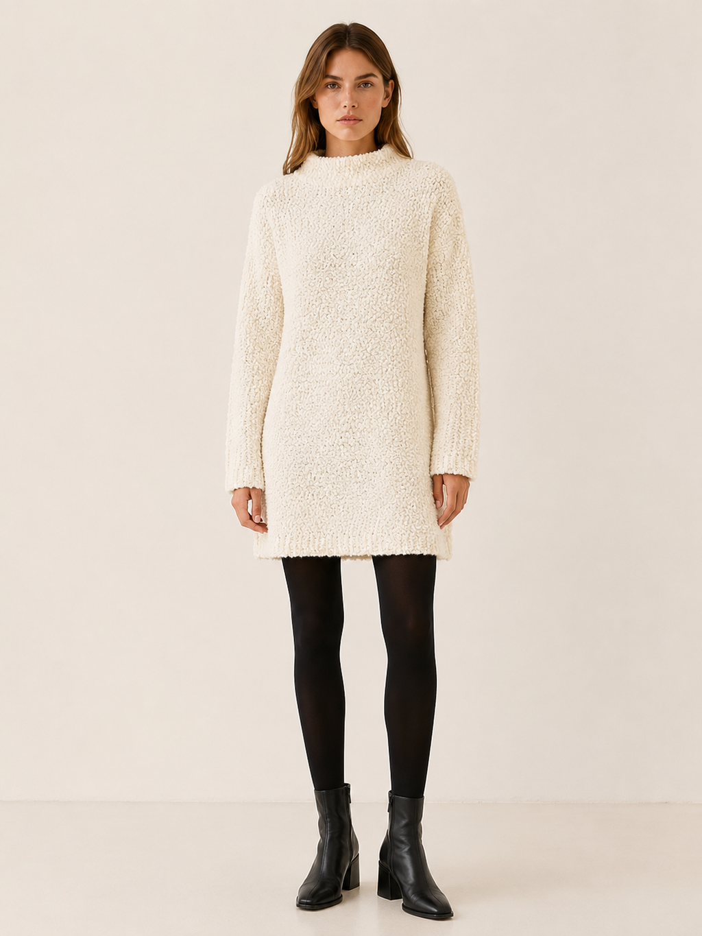 Zevanthia | Sweater Dress with High-Low Hem and Side Slits