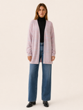 Zevira | Long Cardigan with Open Front and Striped Design