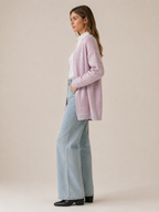 Zevira | Long Cardigan with Open Front and Striped Design