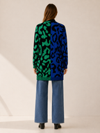 Zuleika | Long Cardigan with Leopard Print and Button Front