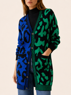 Zuleika | Long Cardigan with Leopard Print and Button Front